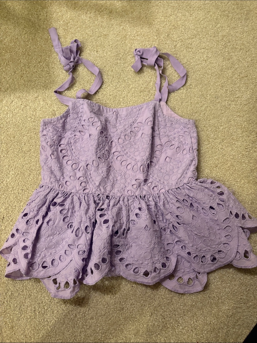 J.Crew Lavender Eyelet Peplum Cami